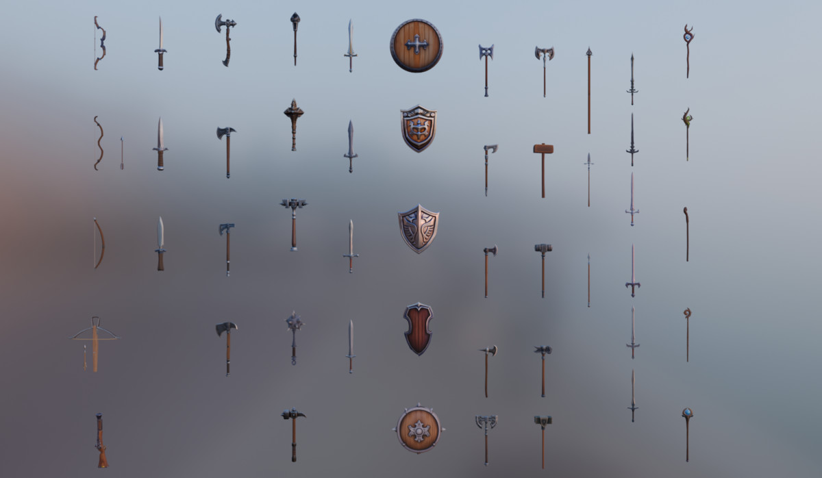 50 Low Poly Stylized Medieval Fantasy Weapons - 1