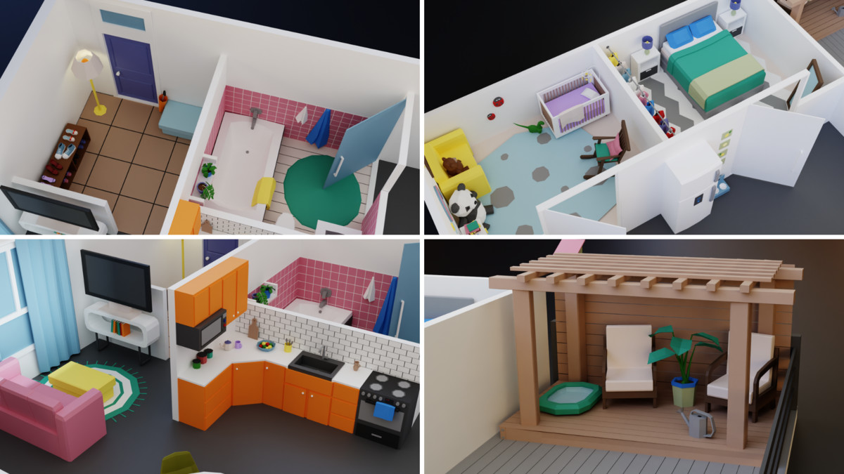 Low Poly Apartments Interiors Pack