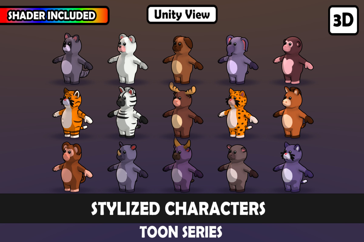 V2 Mascot Humanoid Animal Characters V2: 15 Unique Humanoids, Matcap Magic