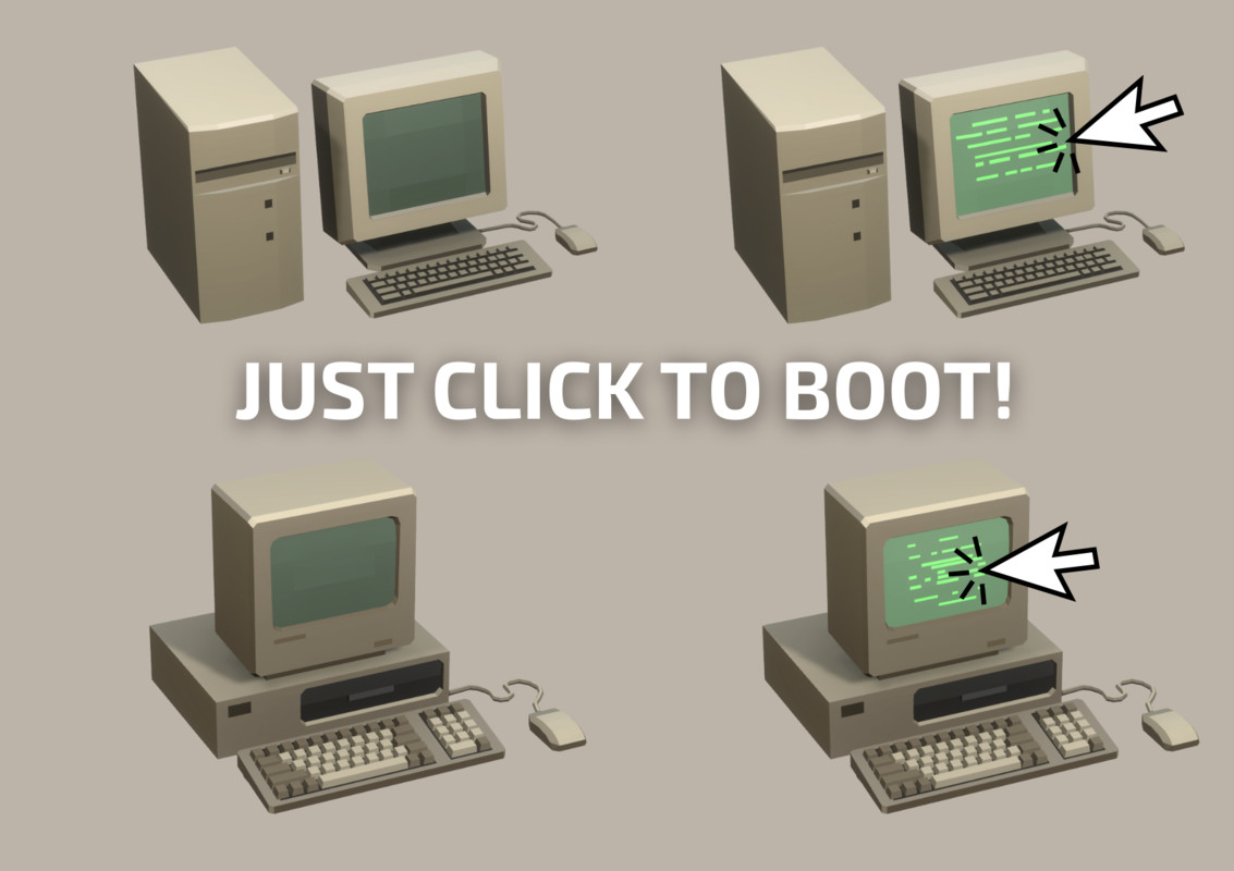 Low Poly Sci-Fi Classic Desktop PCs CRT Monitor Assets
