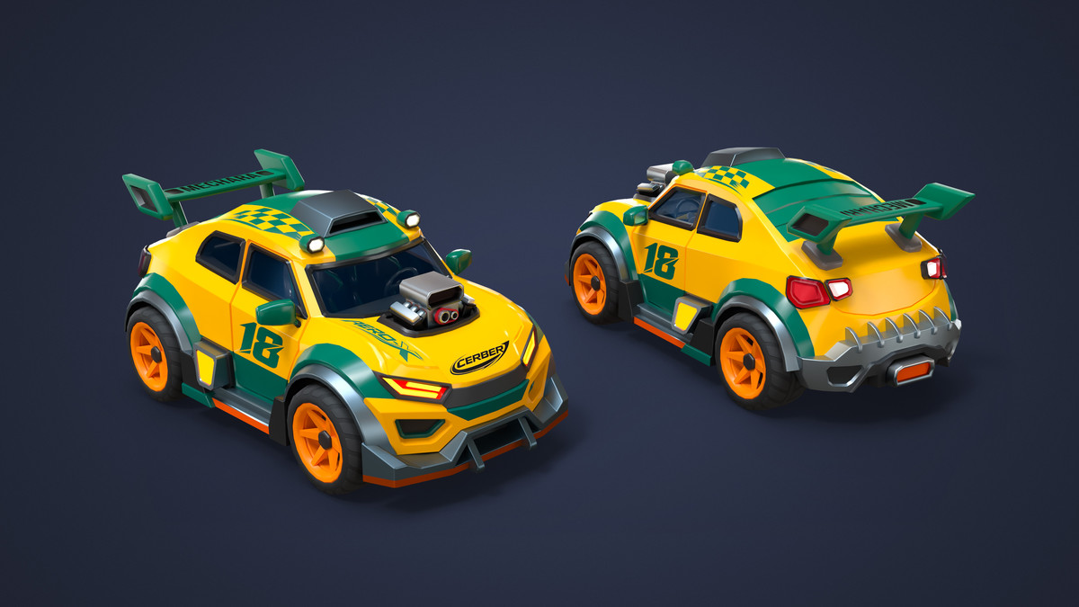 Modular Cyber Racing Cars - Low Poly 3D Models