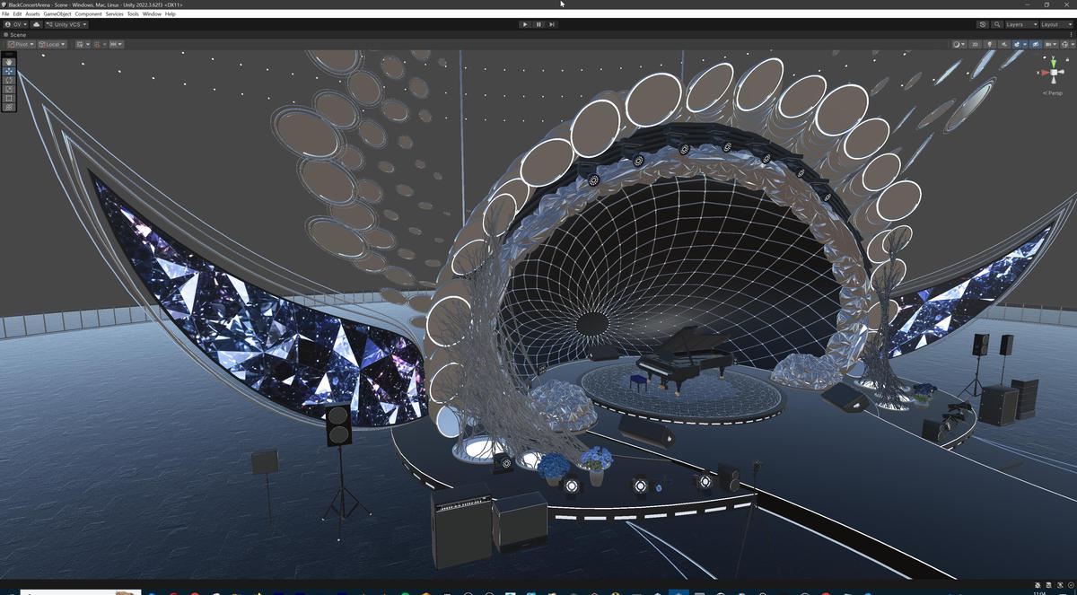 Black Diamond Concert Arena Stage Venue - Modular 3d Scene with Props
