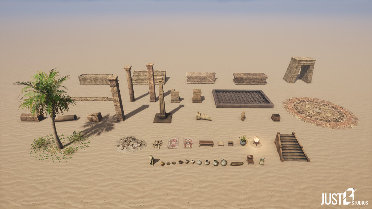 Modular Babylon Temple Environment (Temple,Desert,Ruins)