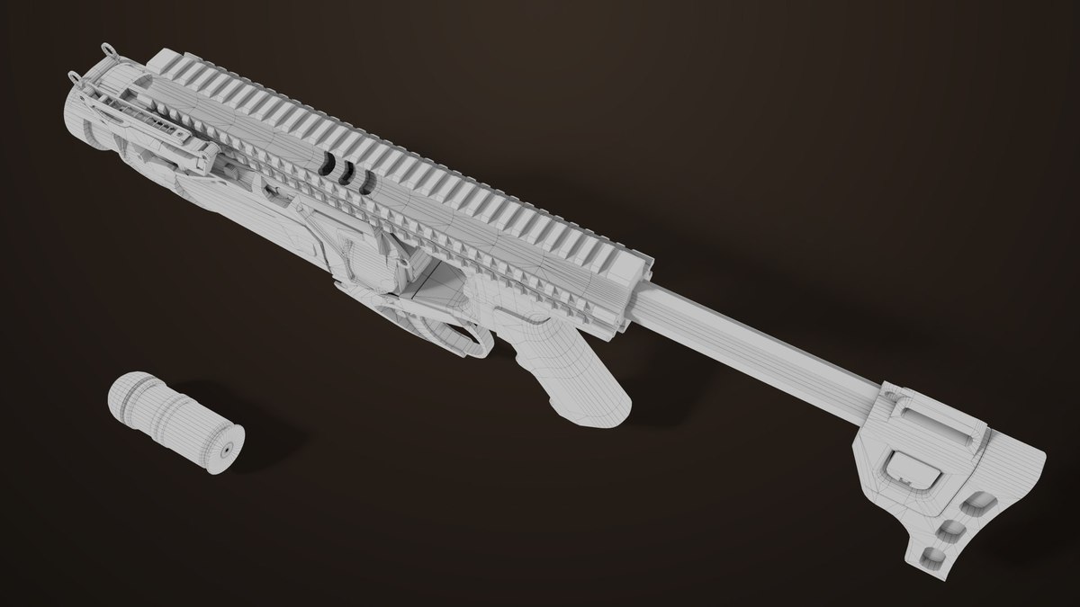 6 Grenade Launcher Black URP HDRP Textures