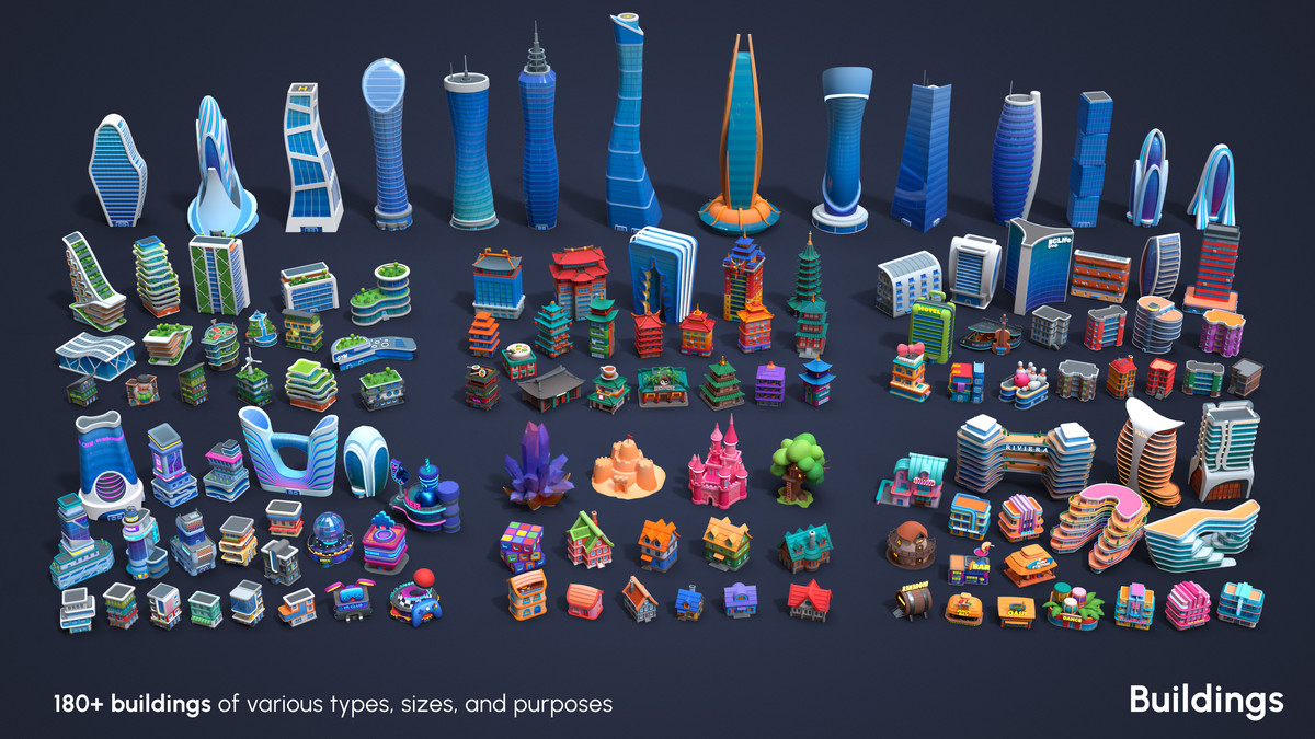 Cartoon City - Low Poly City 3D Models Pack