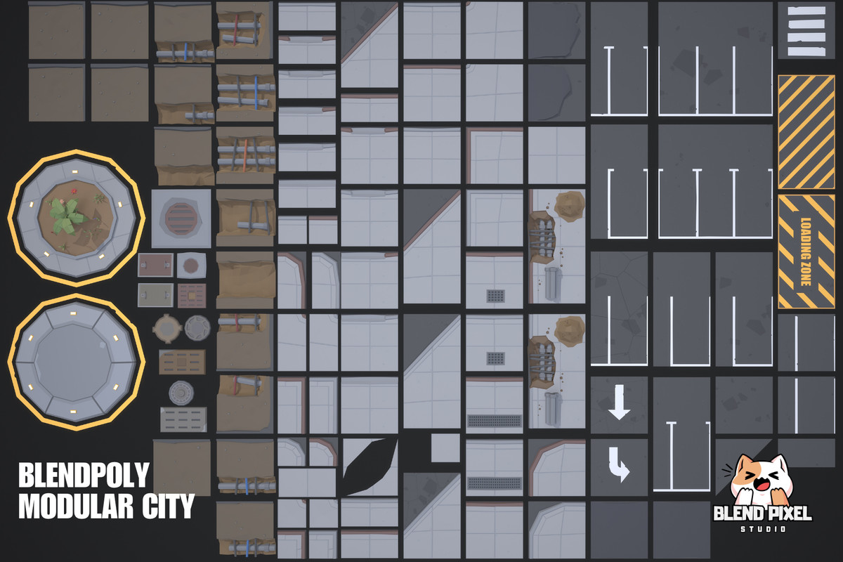 BlendPoly Modular City - Low Poly Assets