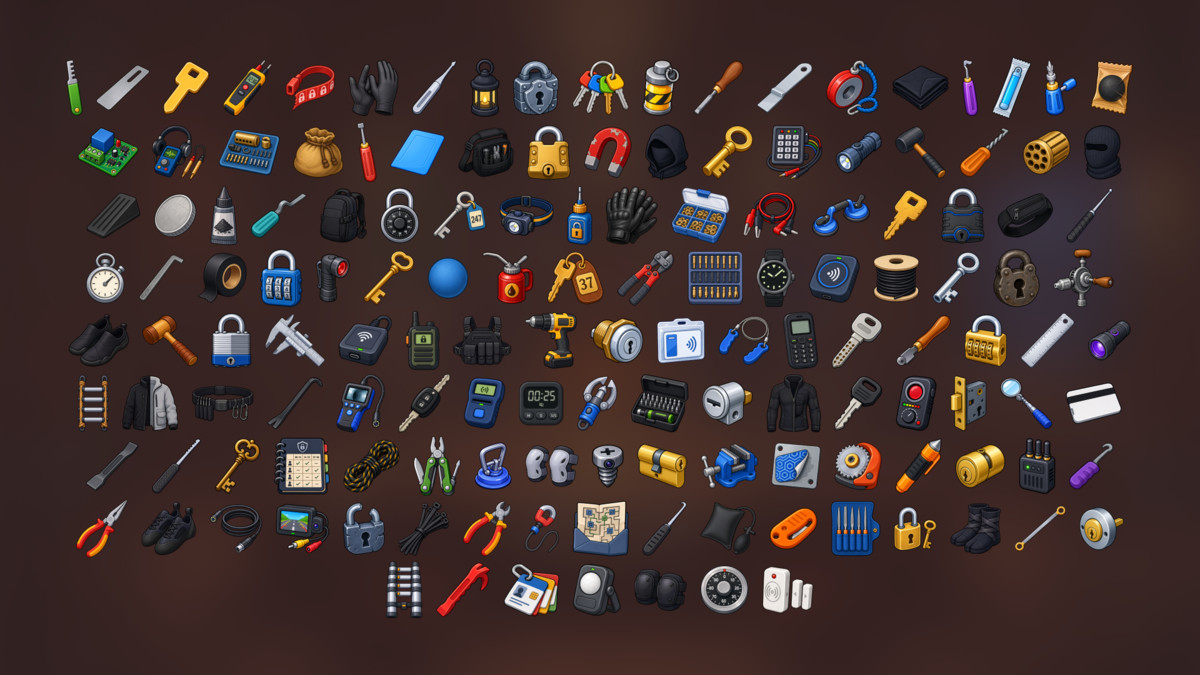 Locksmith Lock Picking Keys Access Control Security Tools Icons Pack