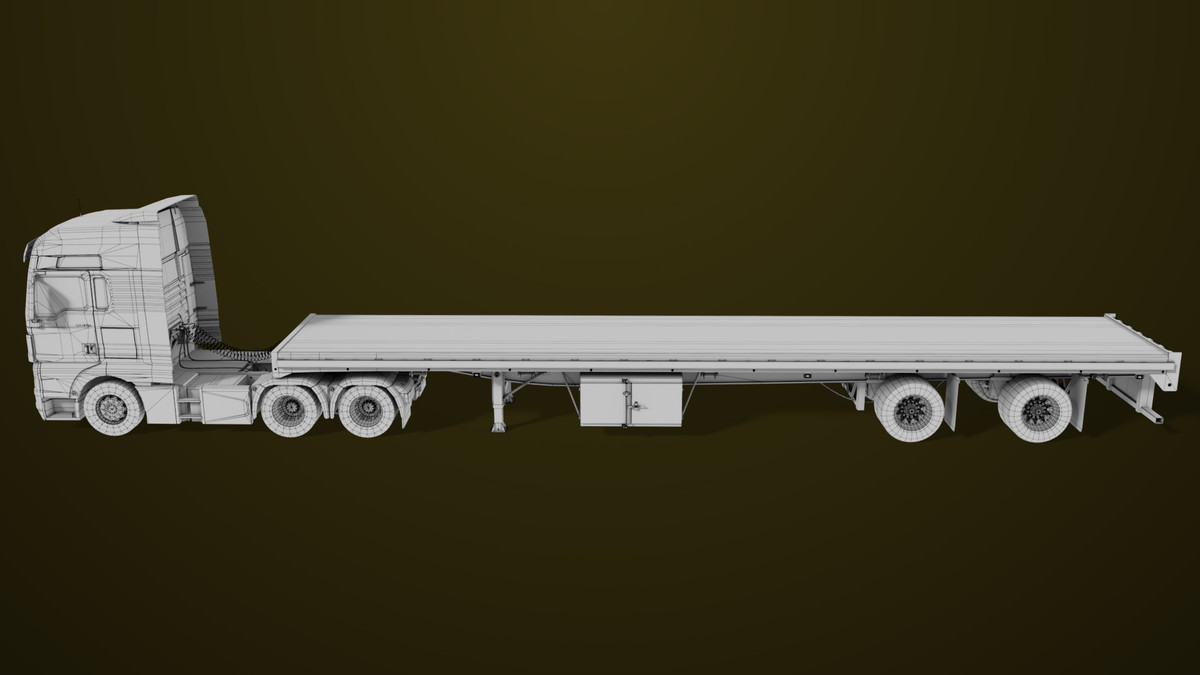 Heavy Truck 04 Flatbed Load Trailer URP HDRP Textures