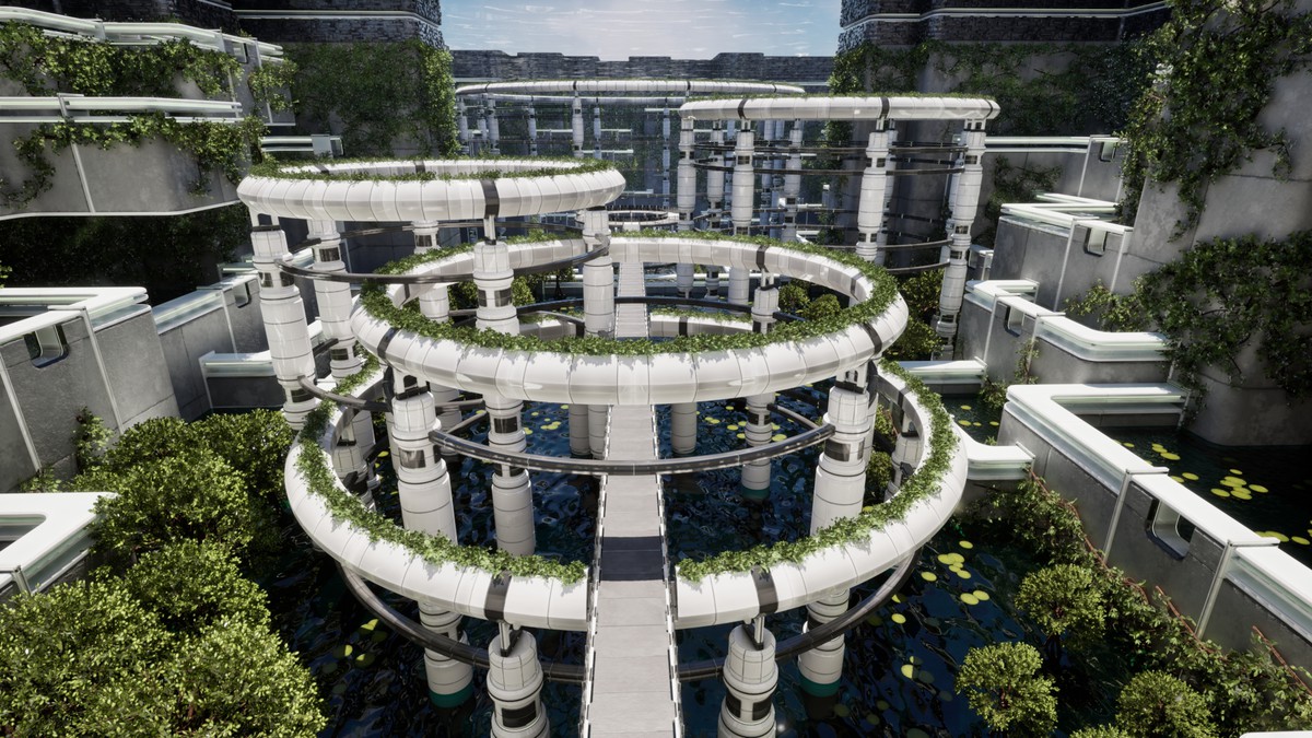Futuristic Biodome Garden – Sci-Fi Nature Environment