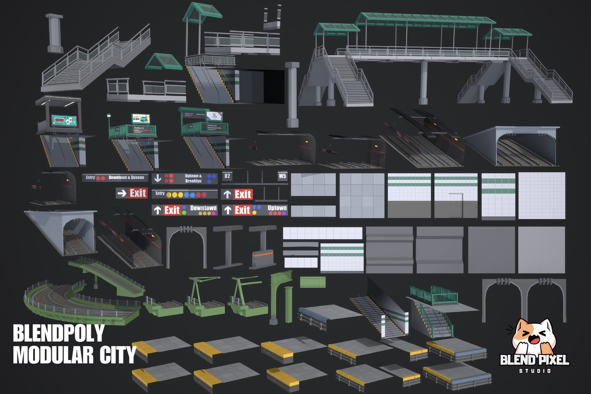 BlendPoly Modular City - Low Poly Assets