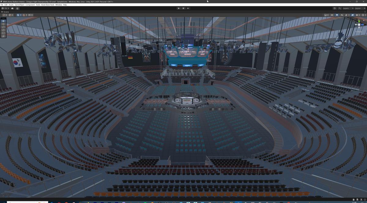 MMA Arena Stadium Interior - Octagon Fight Championship Nodular 3D Level
