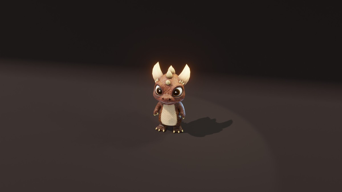 Cartoon Brown Dinosaur 3D Model (Low-Poly, Game-Ready, Animated, Built-In)