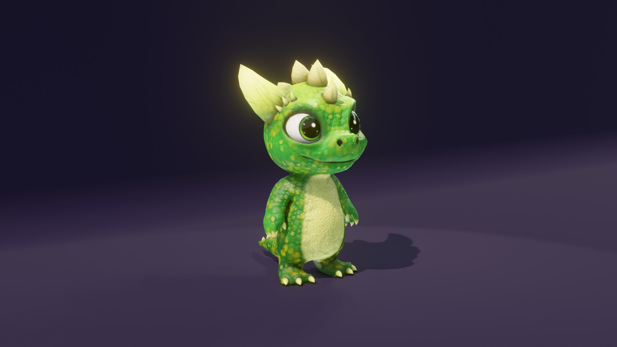 Cartoon Green Dinosaur 3D Model – Animated Character