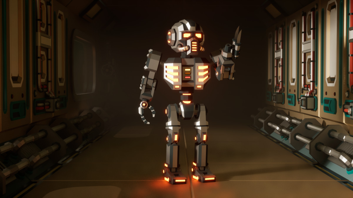 Modular Sci-Fi Robot Low-poly Stylized