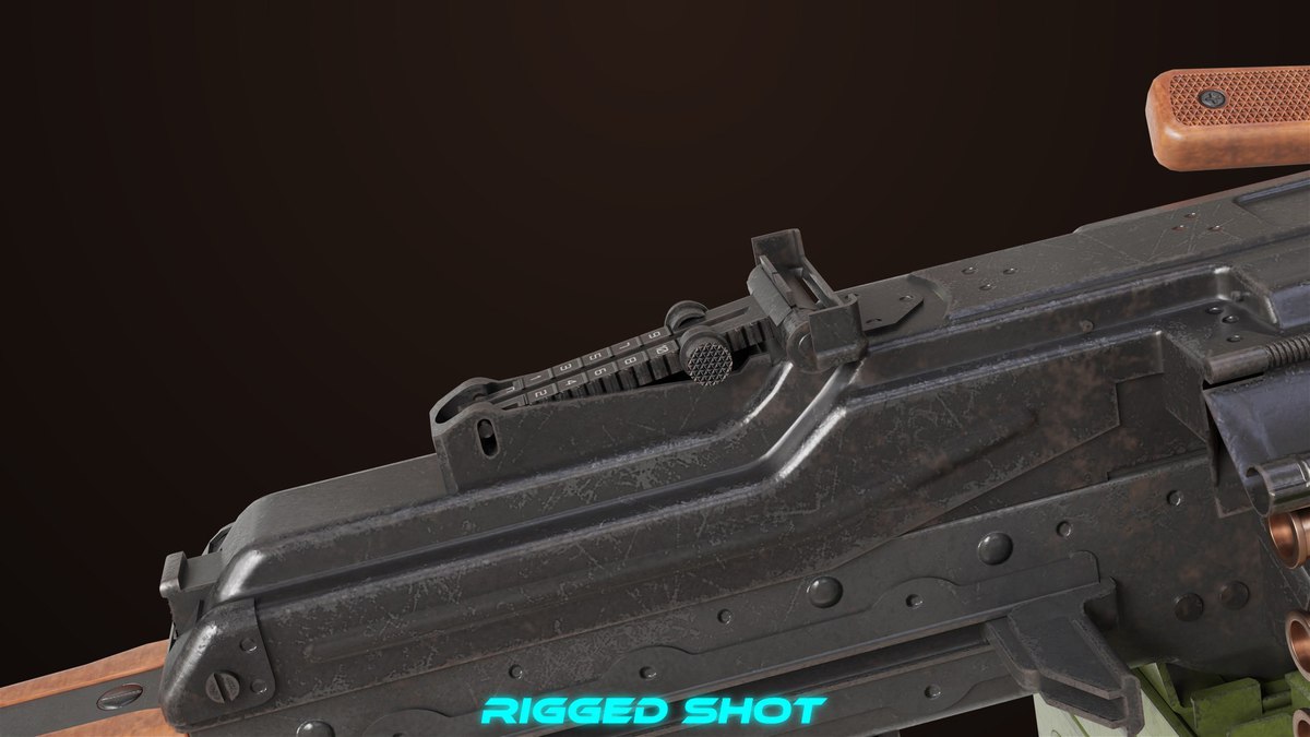 Machine Gun 11 Wood handle URP HDRP Textures
