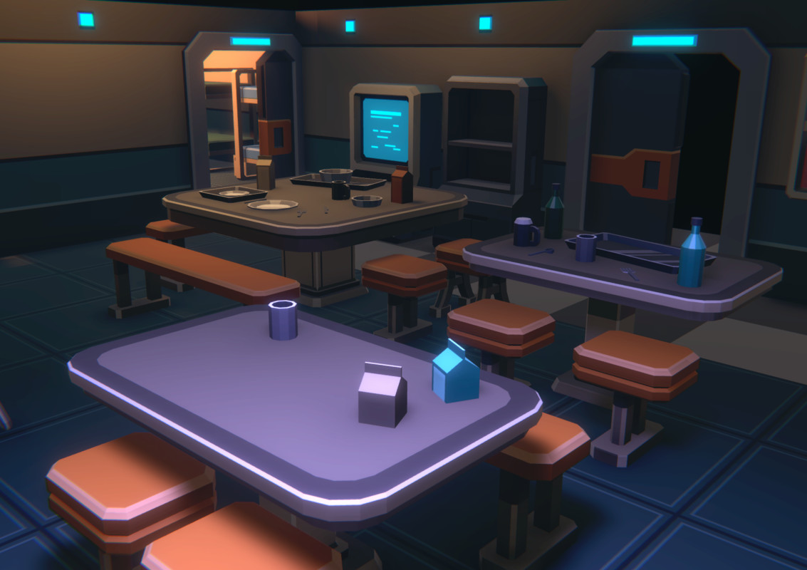 Low Poly Sci-Fi Mess Hall / Cosmic Retro