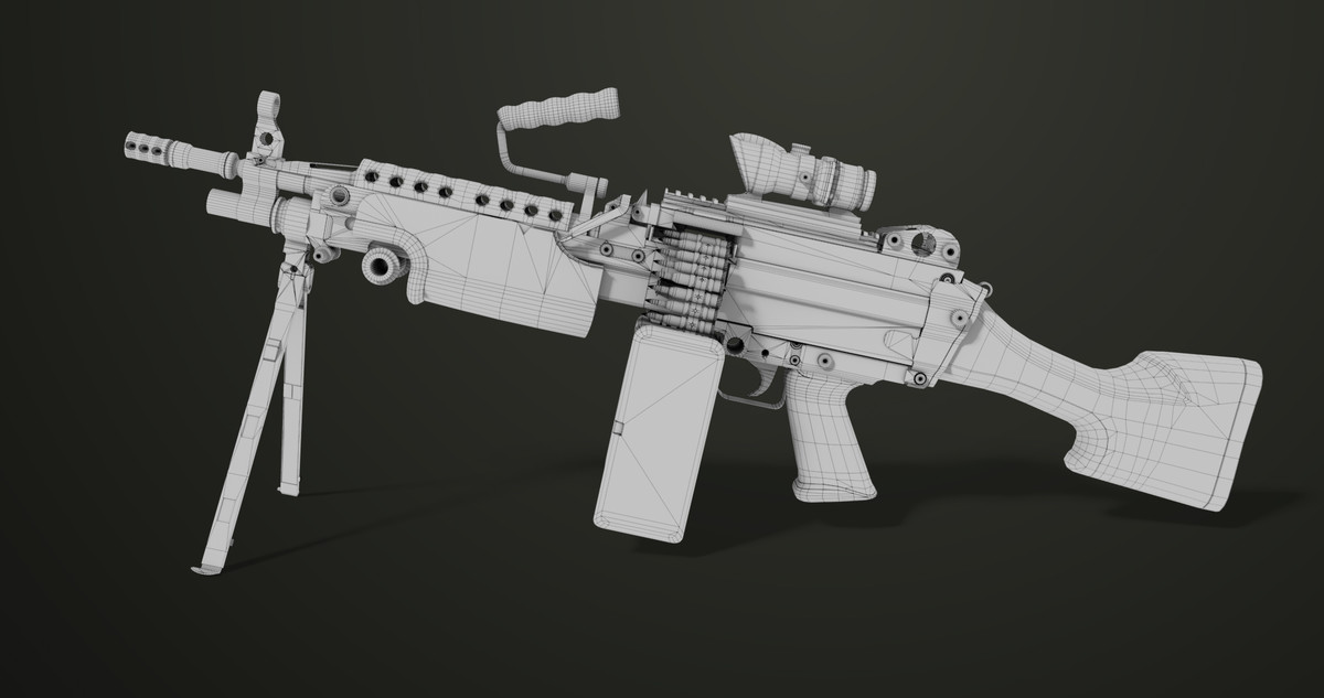 Machine Gun Sandal and Black Ammo Box URP HDRP Textures