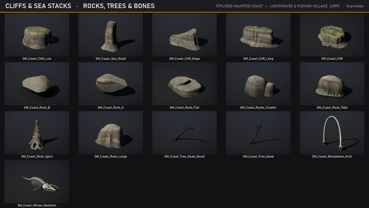 Stylized Haunted Coast - Lighthouse & Fishing Village (URP)