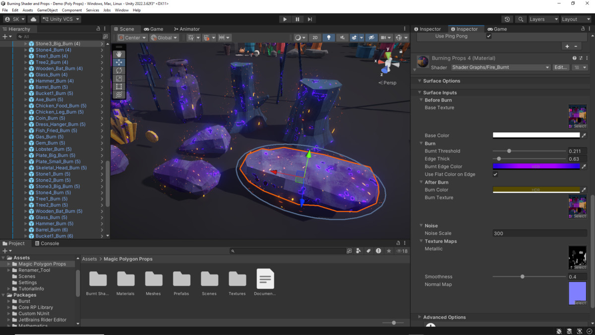 Magical Polygon Props(with Burn & Reveal FX)