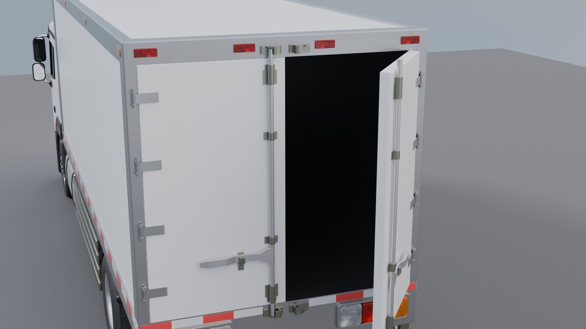 Cargo Box Truck 3D Model – Game Ready Interior, Openable Doors & Custom Branding
