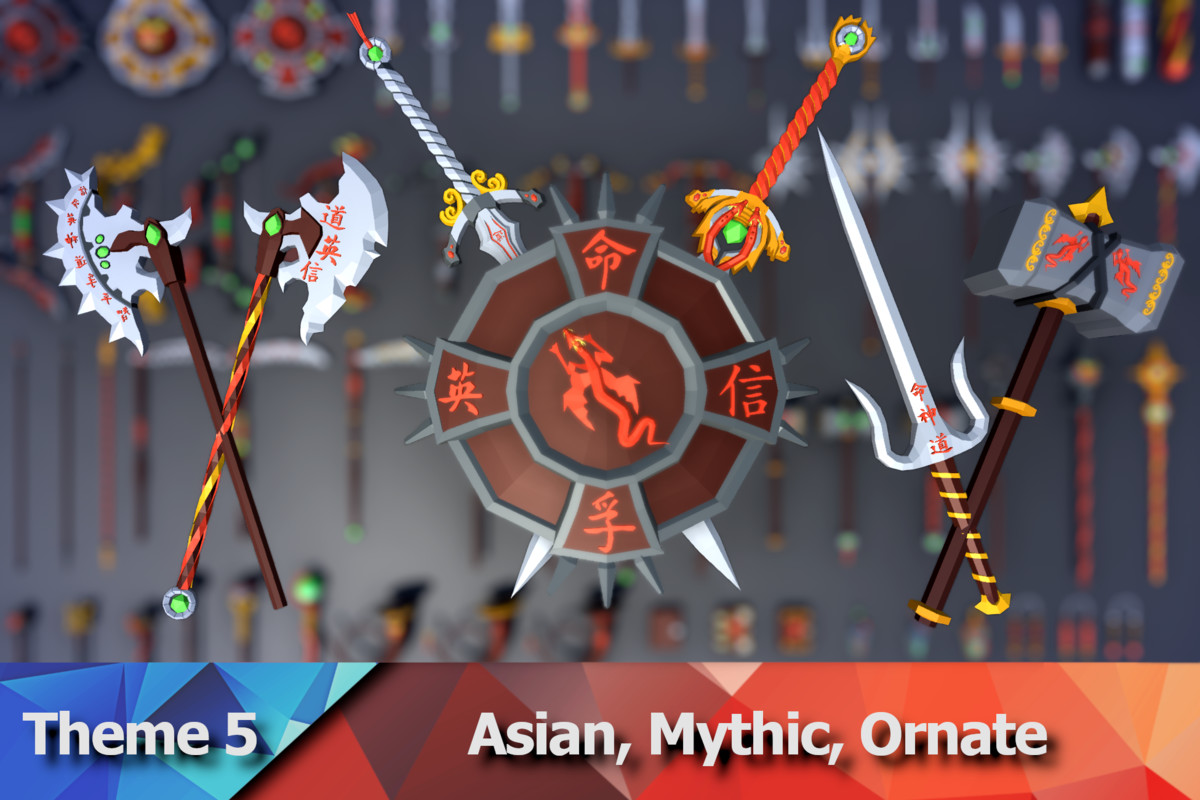 900 Low Poly Fantasy RPG Weapons - Ultimate 3D Pack