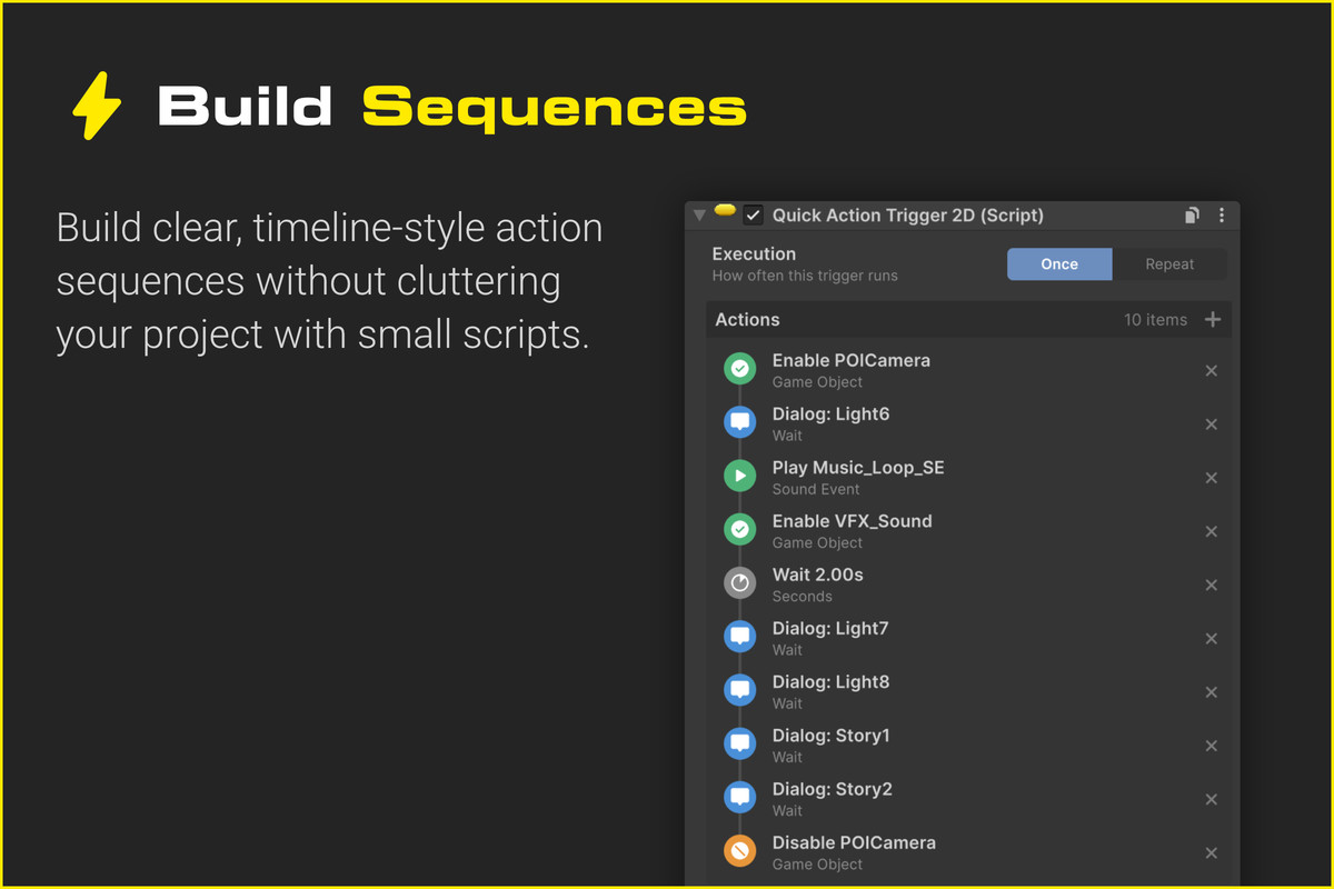 Quick Actions - Action Sequences in the Inspector