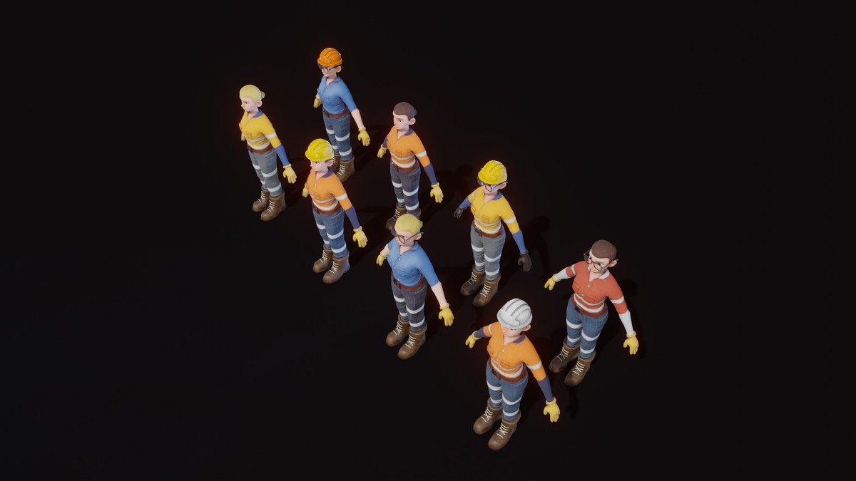 Stylized Female Worker 3D Model – Animated & Customizable (Game-Ready, Built-In)