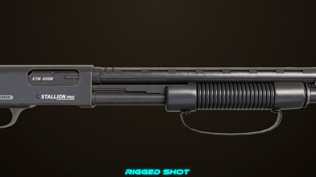 Small Shotgun 02 Black and Sandle Single Mat URP HDRP Textures