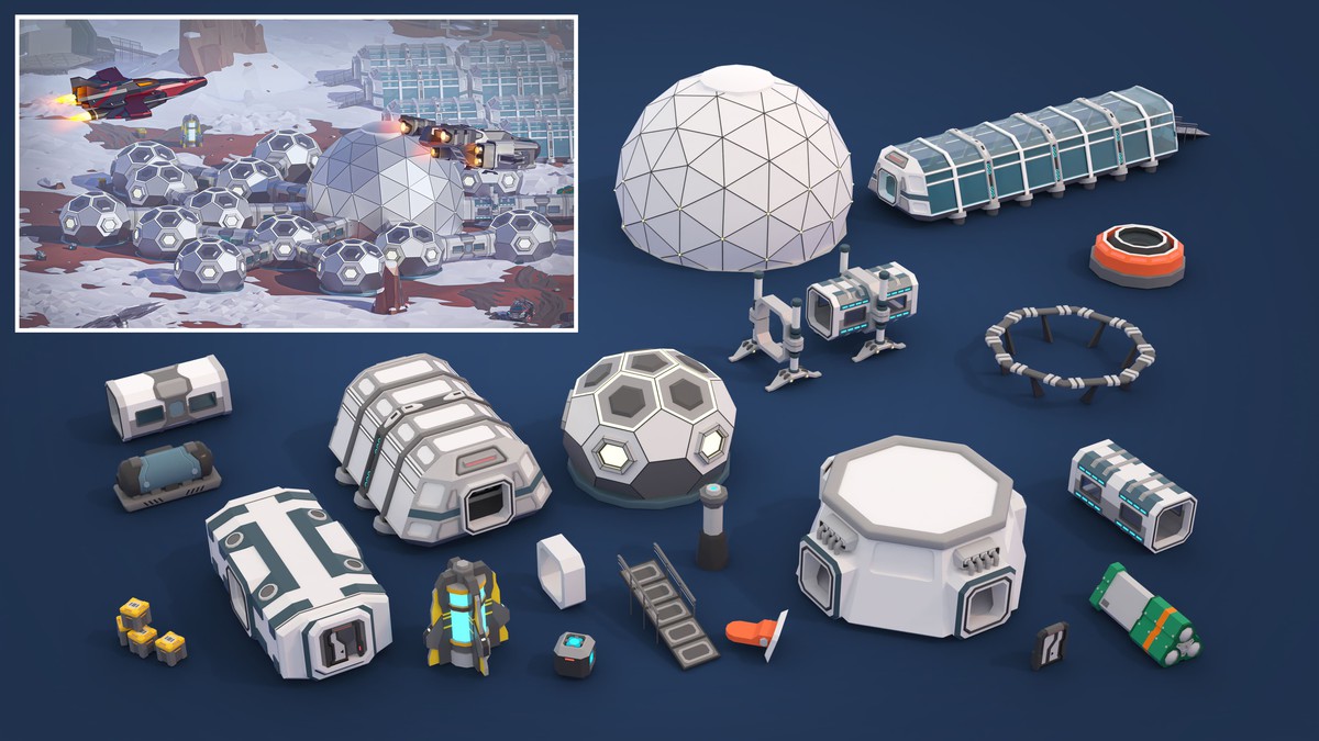 Mars Colony - Low Poly 3D Models Pack