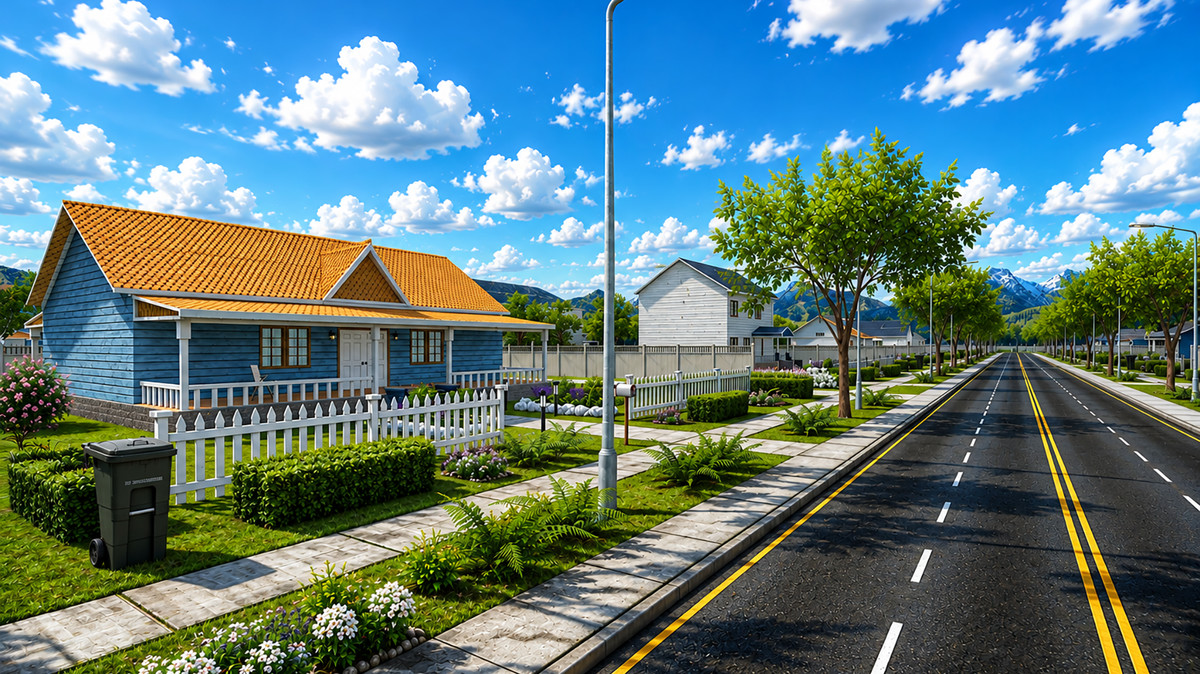 Modular Suburban Houses Pack with Interiors – Mobile Optimized Environment