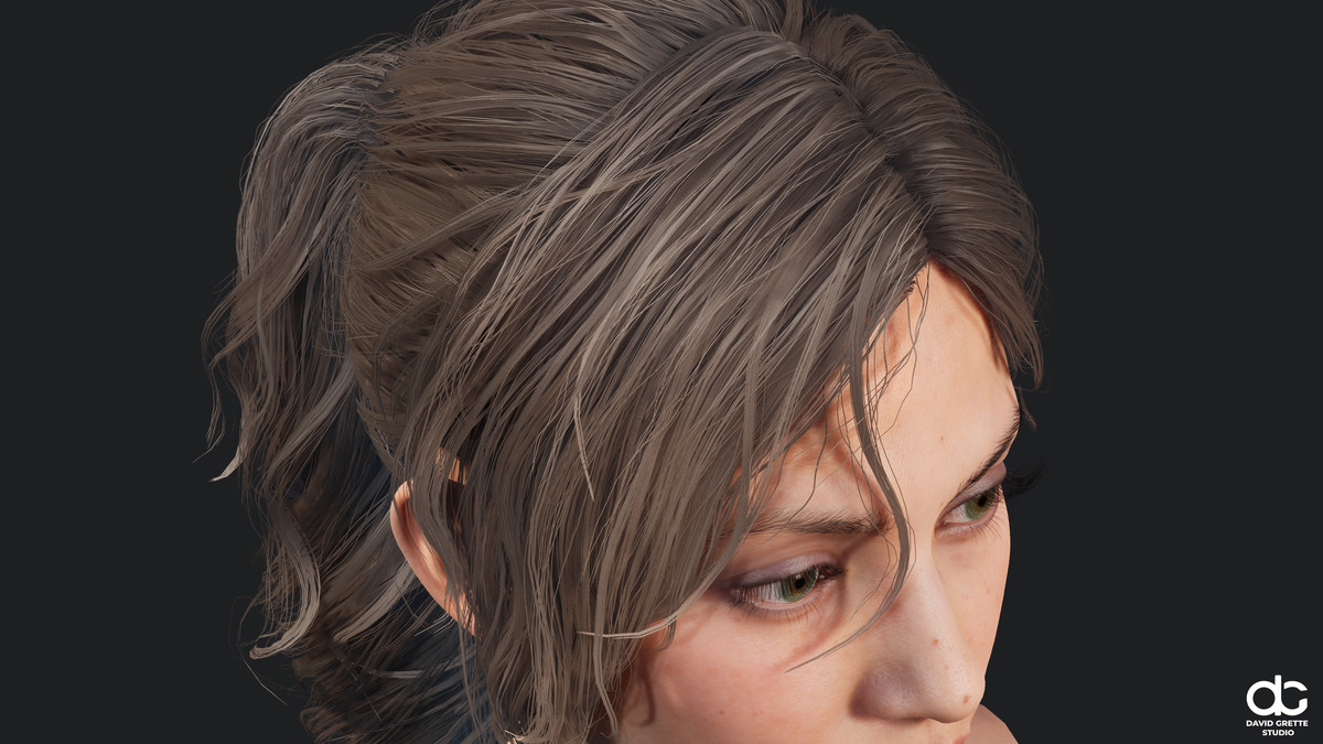 Realistic female hairstyles, pack #4 | Rigged hair, game-ready, low-poly