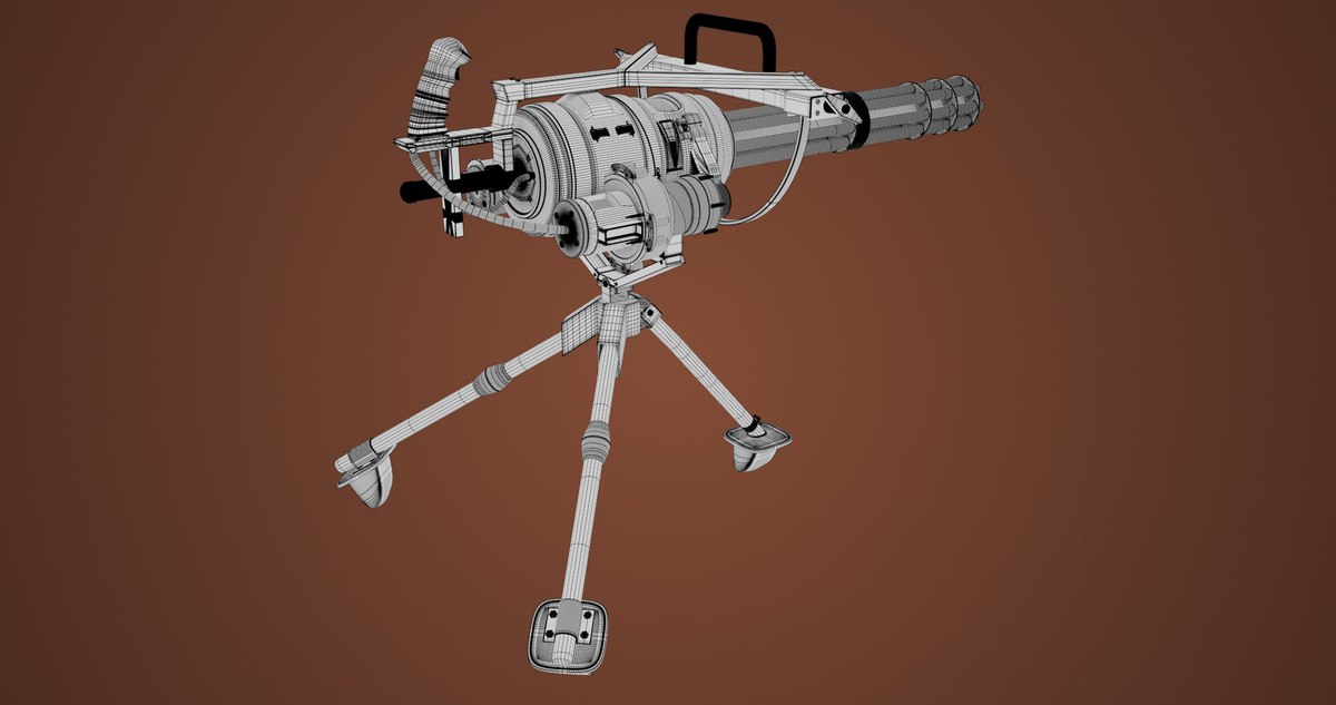 Minigun Machine Gun RED URP HDRP