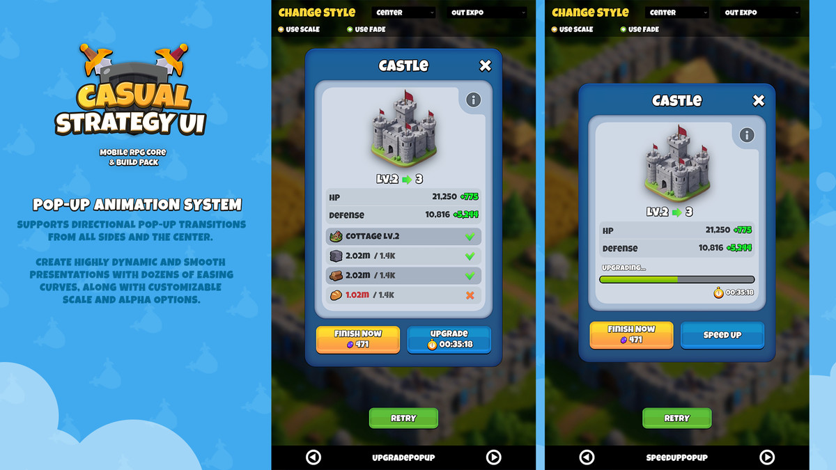 Casual Strategy UI Kit - Mobile RPG Core & Build Pack