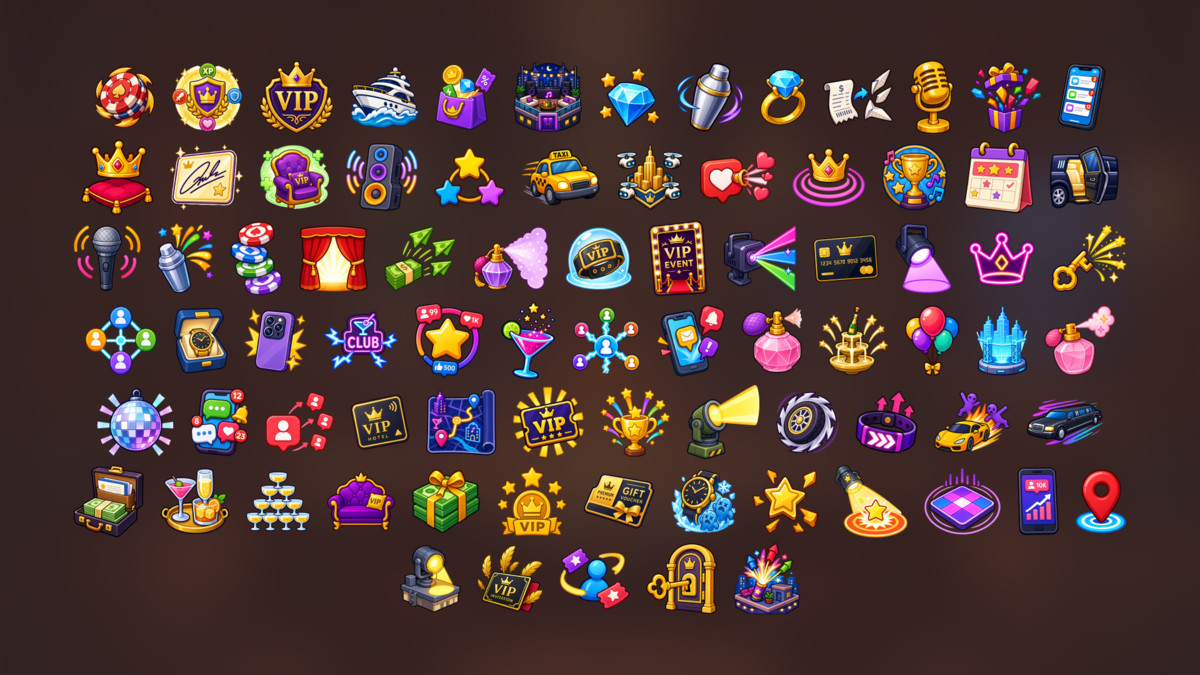 VIP Nightlife Luxury Party Social Club Rewards Icons Pack