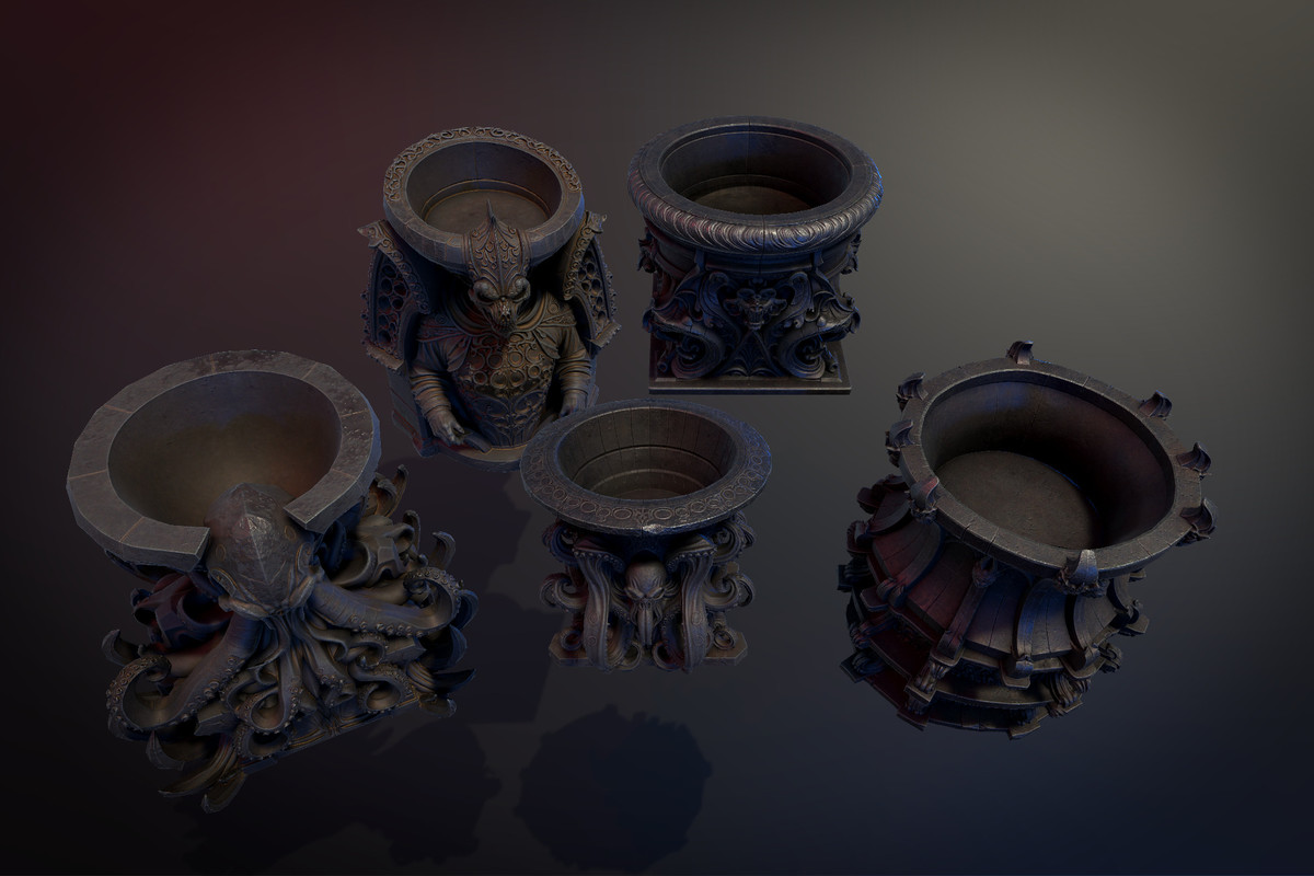 5 Dark Fantasy Braziers / Bowls