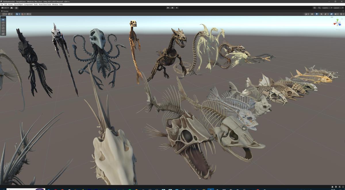 Fish and Underwater Creatures Skeleton Collection – Marine Bone 3D Asset Pack