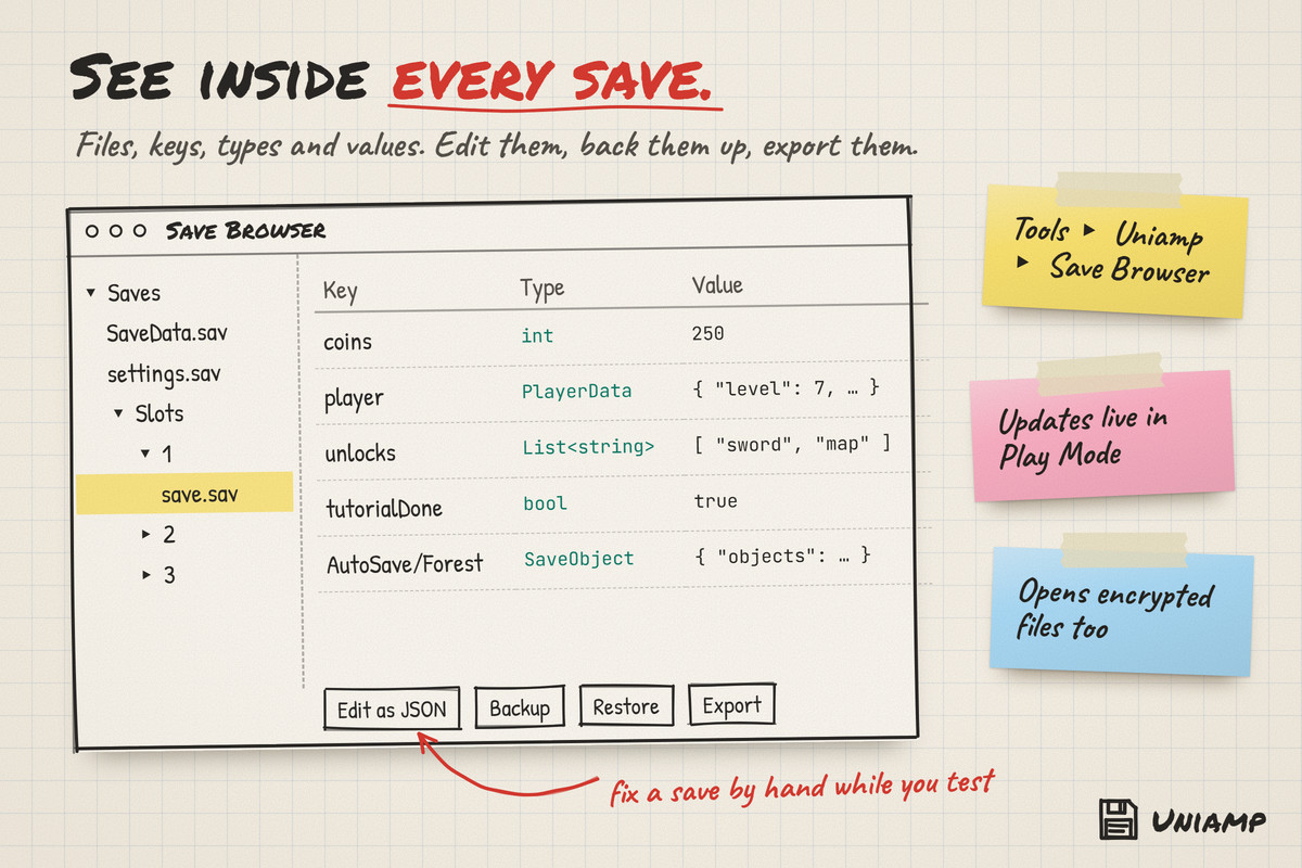 Uniamp: Save & Load Made Simple