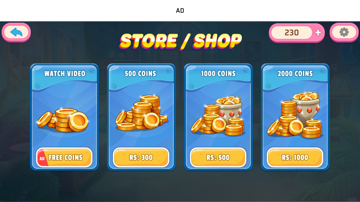 Cat Simulator Game UI Kit Kitty & Granny HUD, Menus, Buttons GUI Pack for Unity