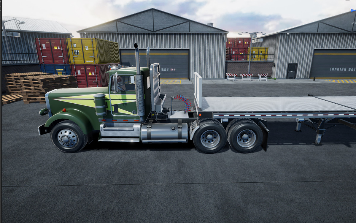 Semi truck flatbed trailer