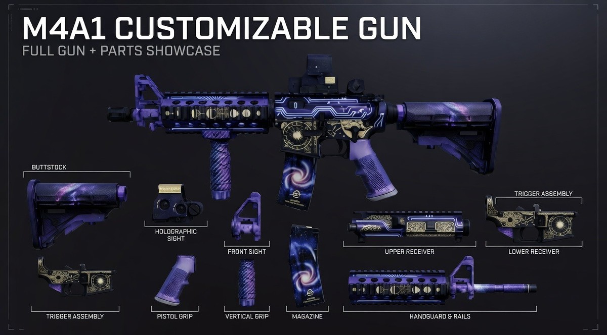 M4A1 Customizable Gun - Skins & Attachments