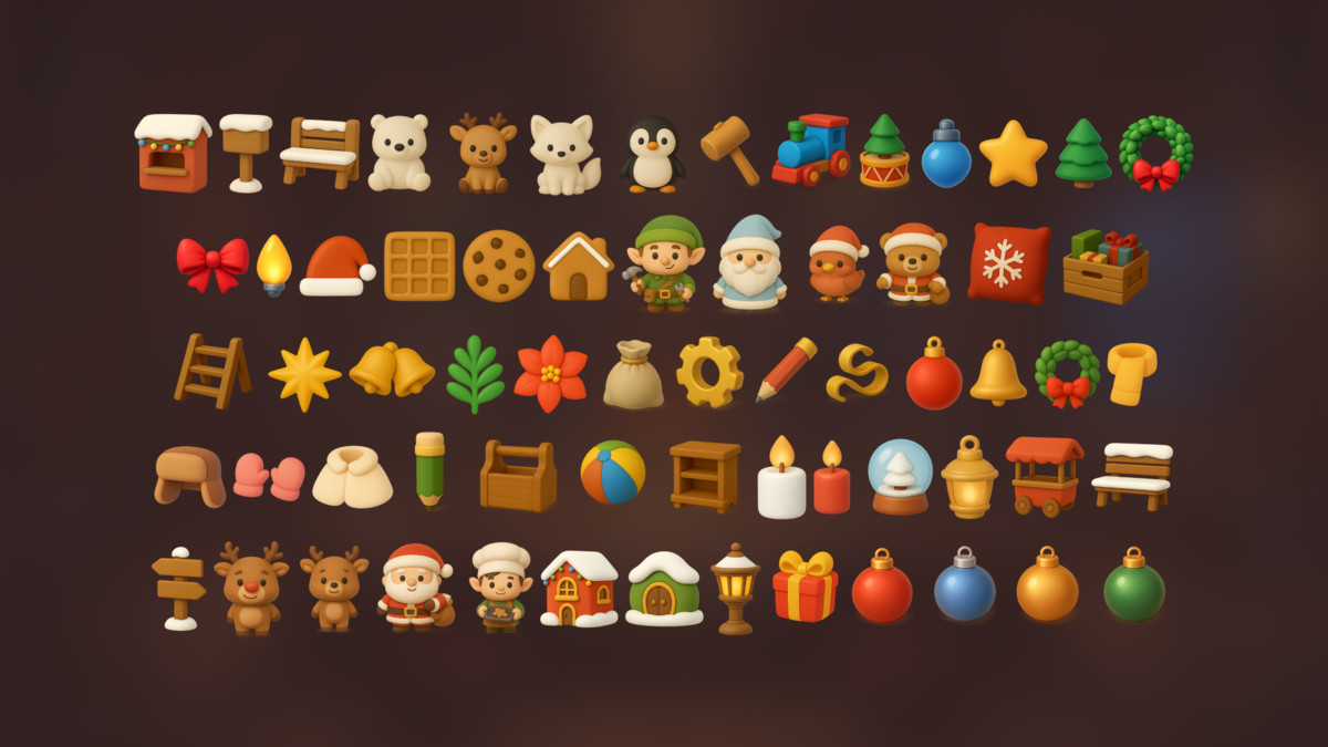 Christmas Holiday Icons Pack Cozy Winter Objects Characters Decorations