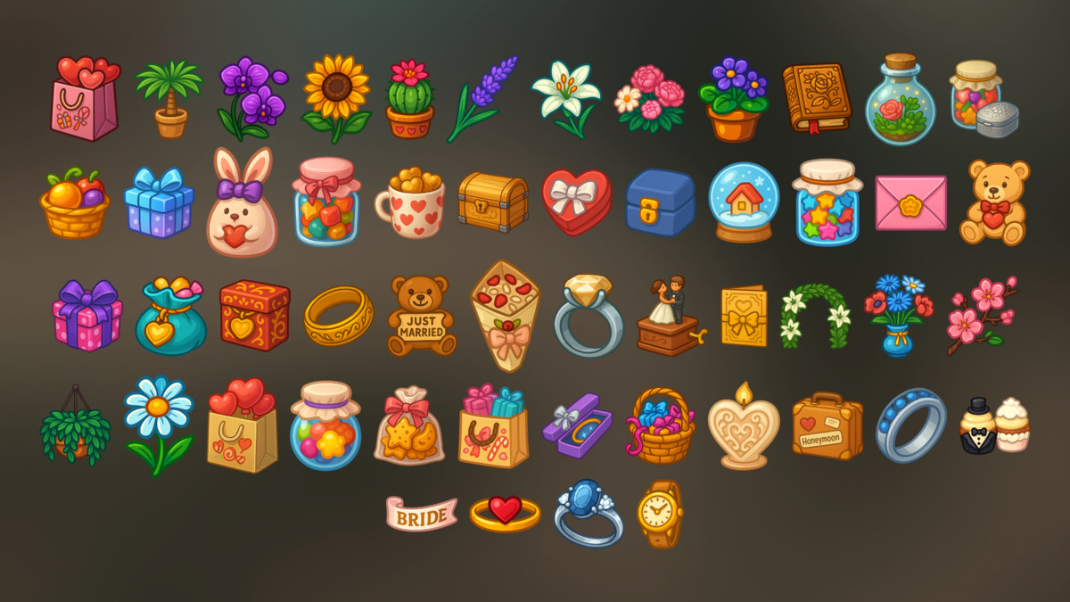 Romantic & Wedding Icons Pack – Love, Marriage, Celebration