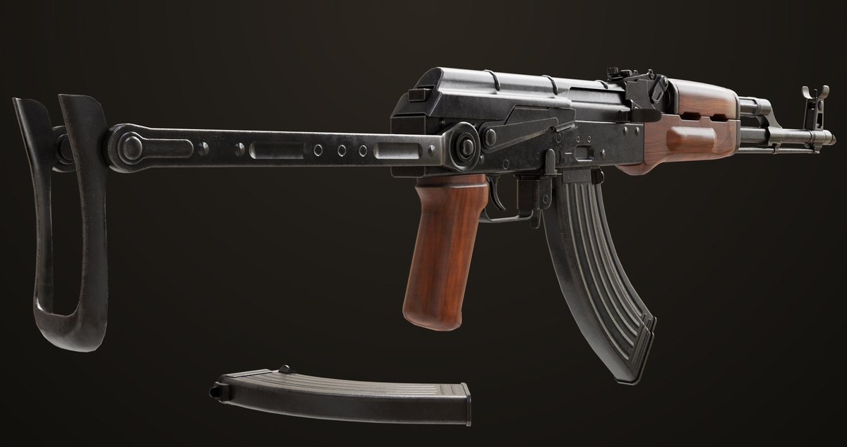 AKMS Light Machine Gun 10 Wood URP HDRP Texture