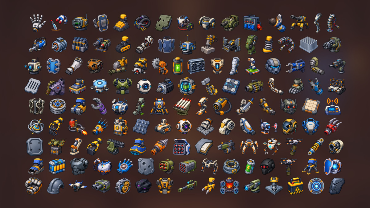 Robotic Systems Industrial Mech Parts Engineering Factory Icons Pack
