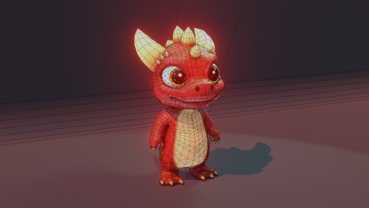 Cartoon Red Dinosaur 3D Model – Animated Character