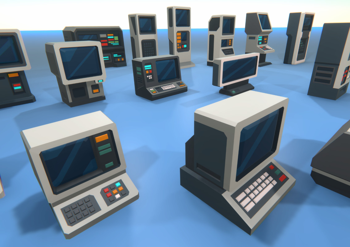 Low Poly Sci-Fi Computer Pack Vol. 1 - 20 Retro Consoles