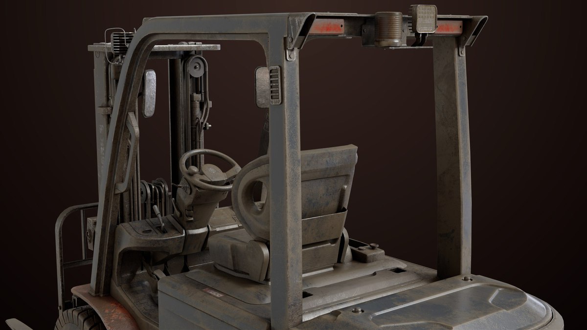 Old Dusty Forklift Truck03 Orange URP HDRP Textures