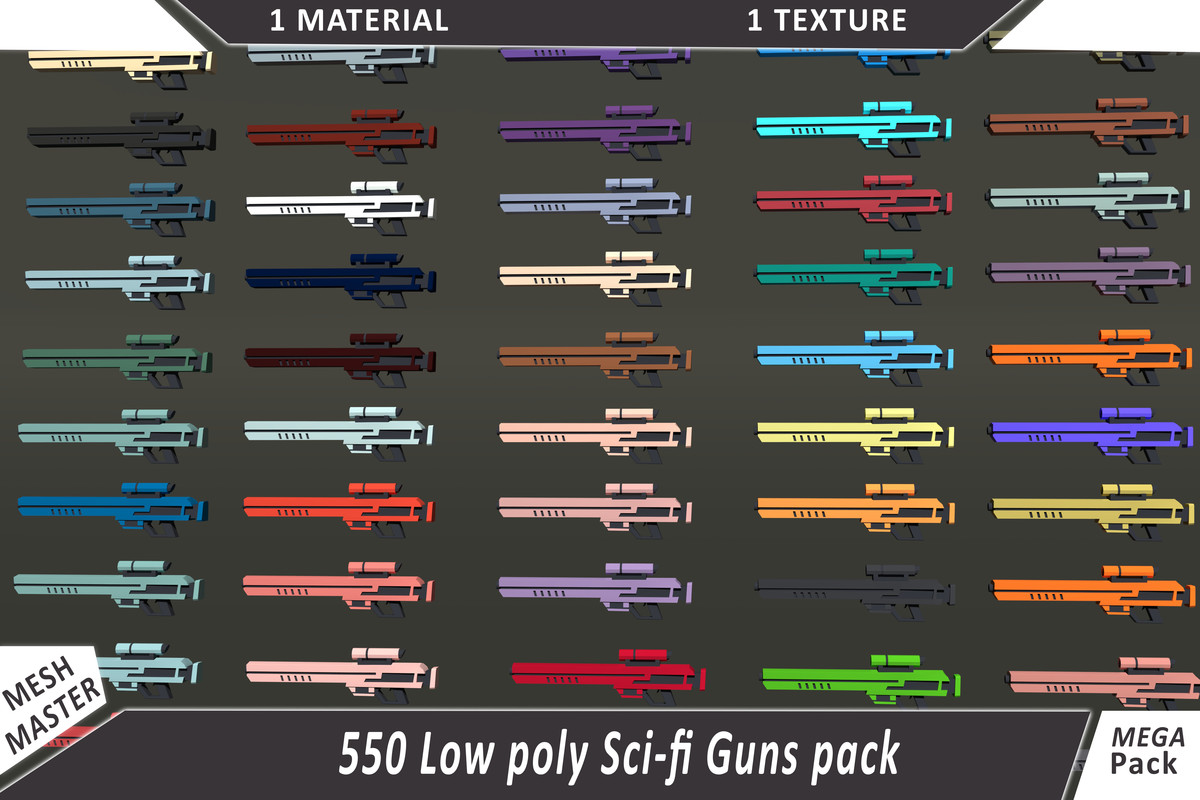 550 Low Poly Sci-Fi Guns – Ultimate Weapon Pack