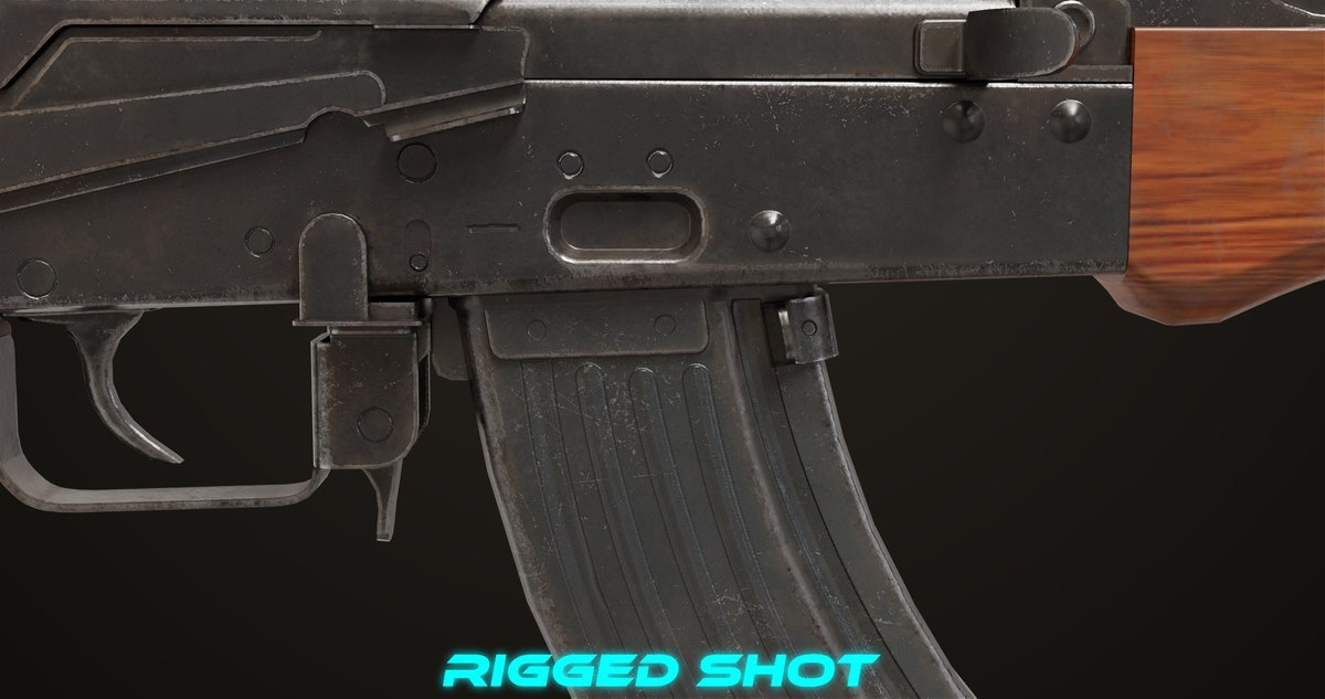 AKMS Light Machine Gun 10 Wood URP HDRP Texture