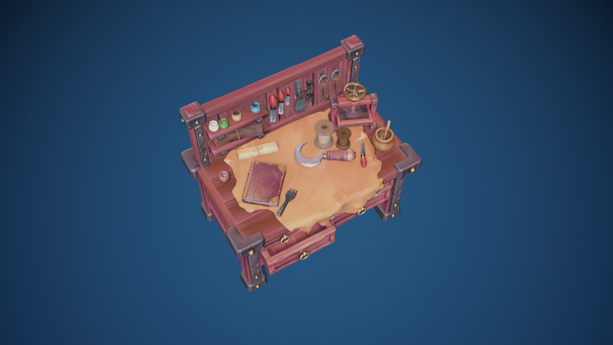Stylized Leather Workbench #2 - 3 Tiers- AAA quality